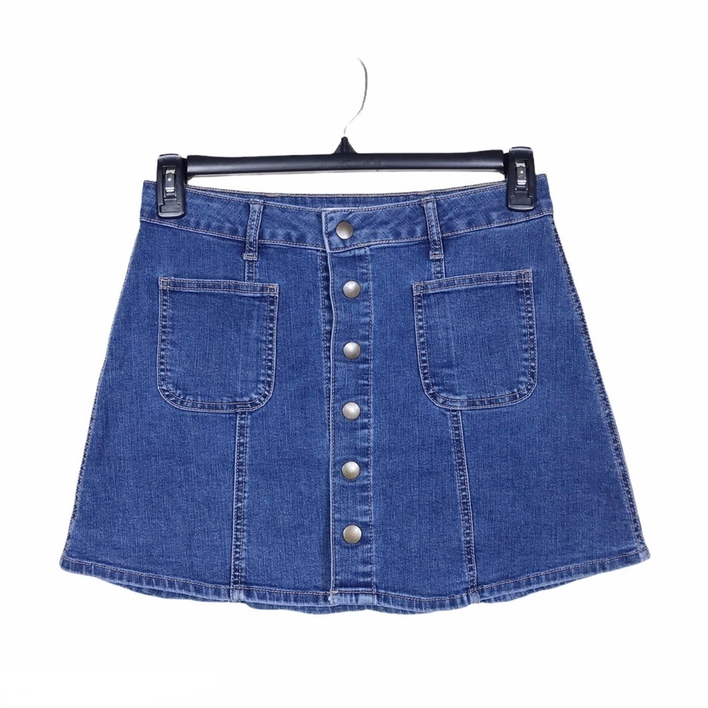 Altar'd State Snap Button Front Pockets Jean Skirt